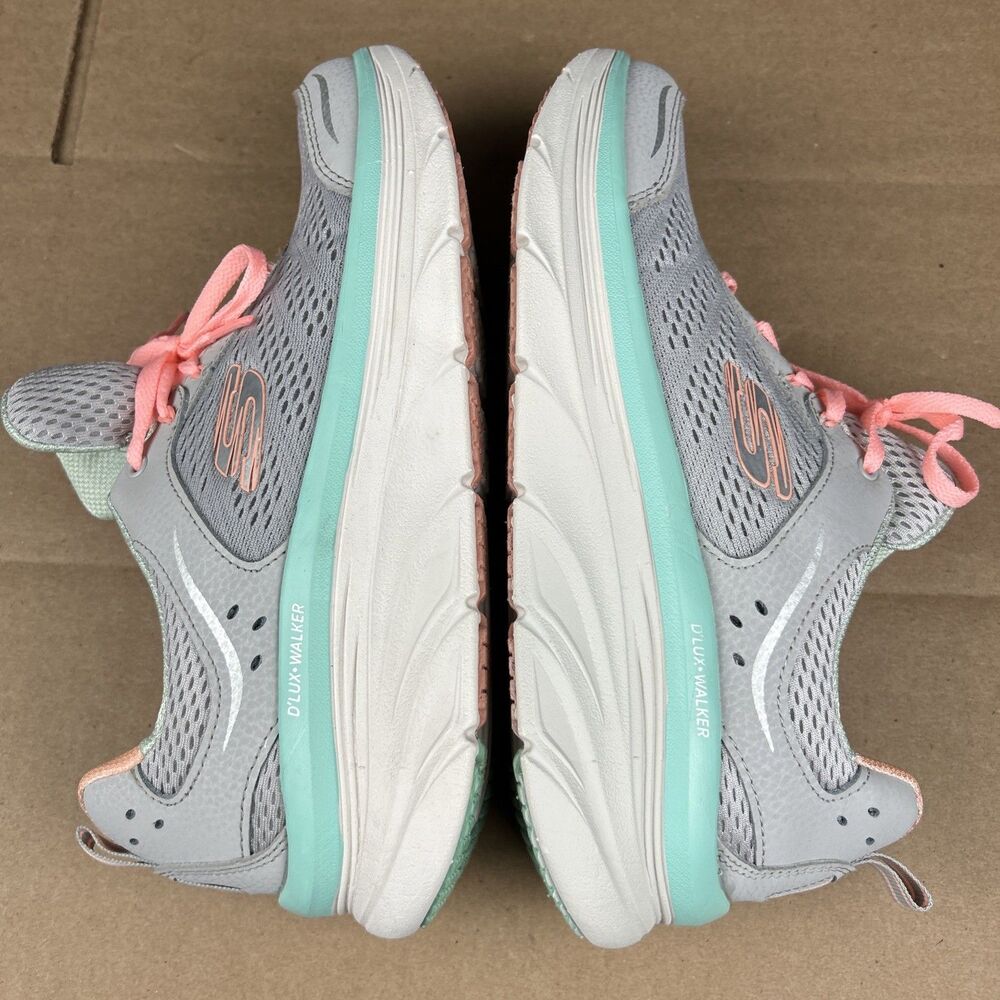 Skechers D'Lux Walker - Infinite Motion Women's 10 Gray Teal Pink Walking Shoes - Picture 9 of 10